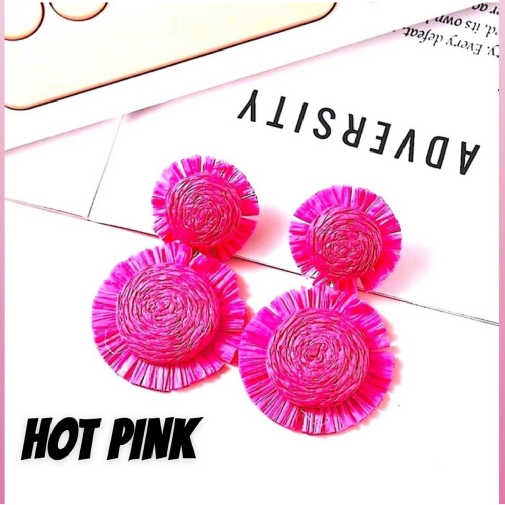 🍒BOGO50%🍒🆕💗MESTIERE: HOT PINK Spiral Double Fanned Earrings